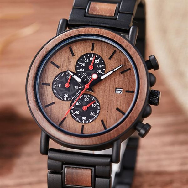 

quality real wood watch for men luxury multifunctional calendar date mens bamboo wooden band man sandalwood male wristwatch quartz228x, Slivery;brown