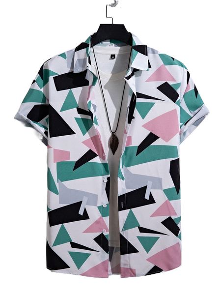 

men random geo print shirt without tee v6sz#, White;black