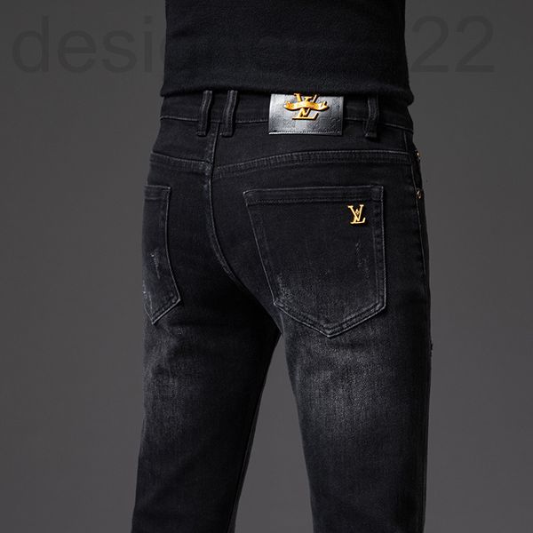 

men's jeans designer autumn and winter thick jeans men's korean version black elastic cotton small foot slim fashion brand y2wg, Blue