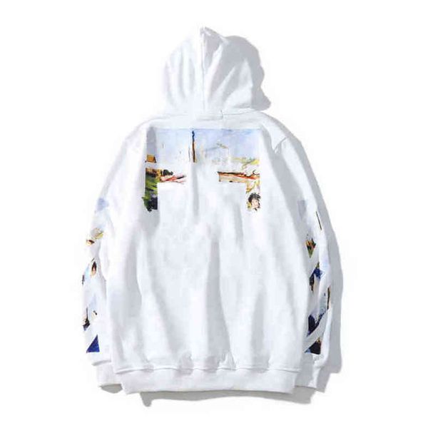 

offs mens loose classic sweatshirts fashion brand hoodie designers luxury pullover back oil paint arrow x men women t shirt hoodies jackets, Black