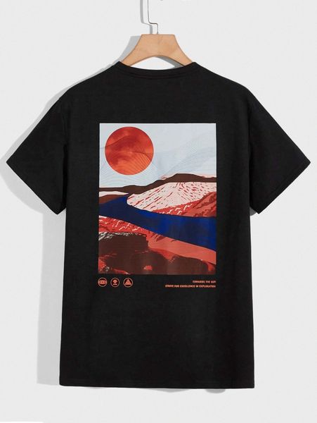 

men slogan & sun graphic tee k0ct#, White;black