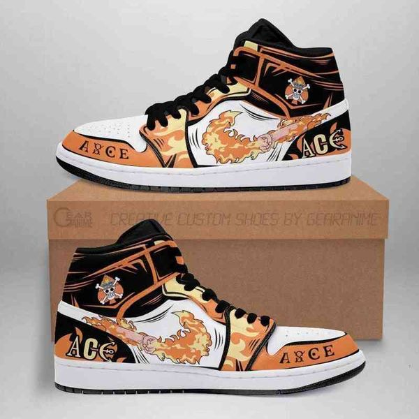 

portgas d. ace shoes boots fire fist skill anime sneakers, Black