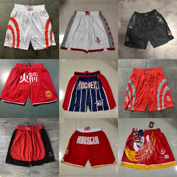 

houston''rockets''men throwback basketball shorts pocket, Black
