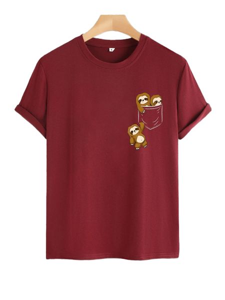 

men sloth print tee 99n5#, White;black