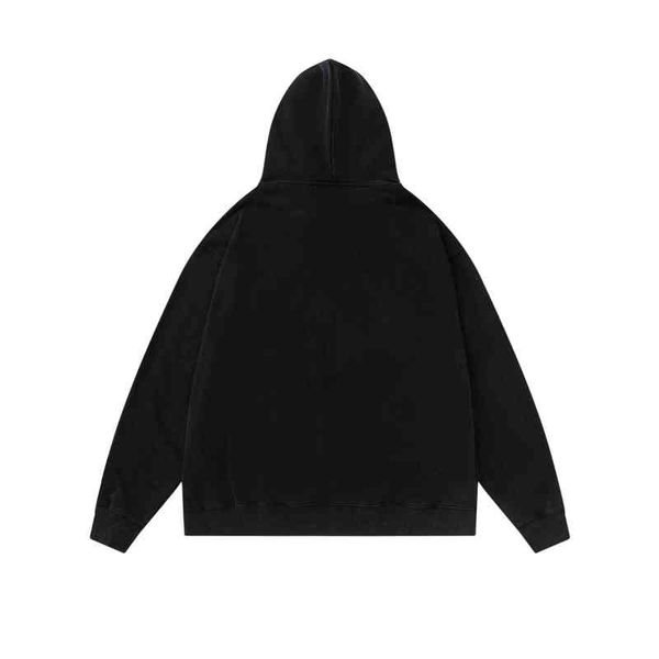 

2022 autumn and winter new off classic small label silicone three-dimensional zipper hoodie et batch, Black