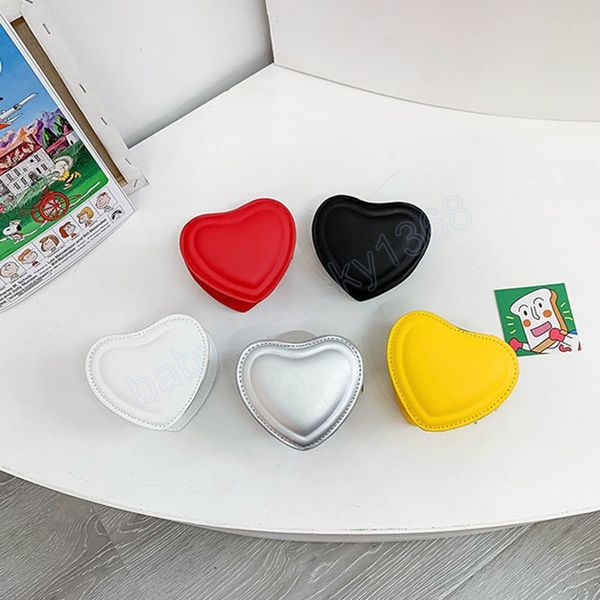 

fashion love children's small shoulder bags heart shape baby girls messenger bag princess accessories mini coin purse handbags, White