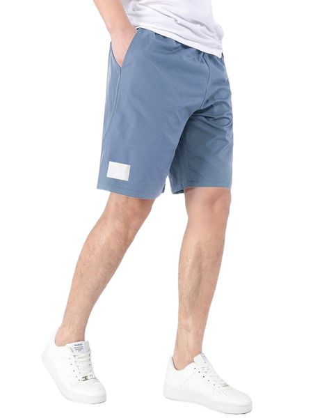 

men patched detail straight leg shorts 43wj#, White;black