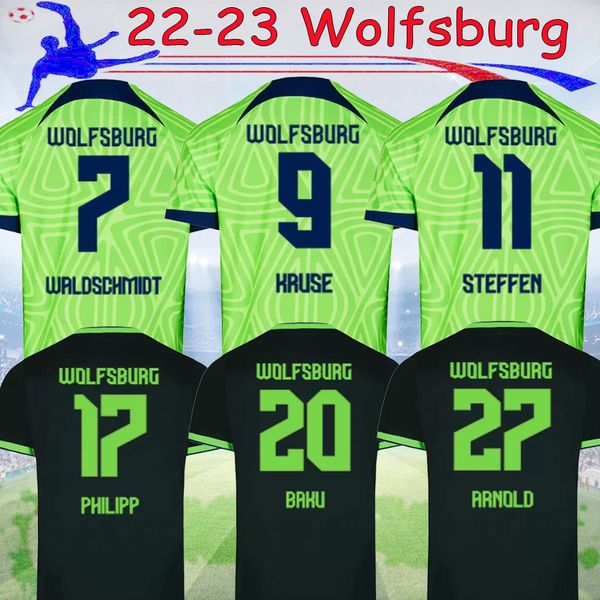 

2022 2023 wolfsburg soccer jerseys home away weghorst baku steffen brekalo mehmedi philipp bialek guilavogui arnold xaver ginczek 22 23 foot, Black;yellow