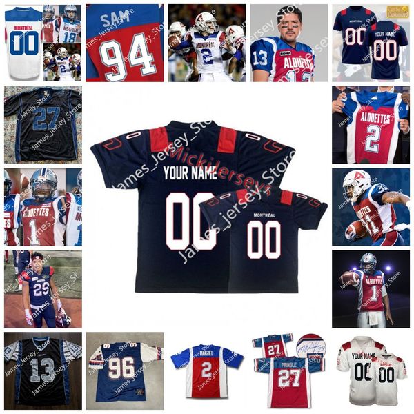 

2022 custom cfl montreal alouettes jersey 15 david cote jerseys 34 alexandre gagne 36 joseph zema 61 donald hawkins 30 prince charles iworah, Black