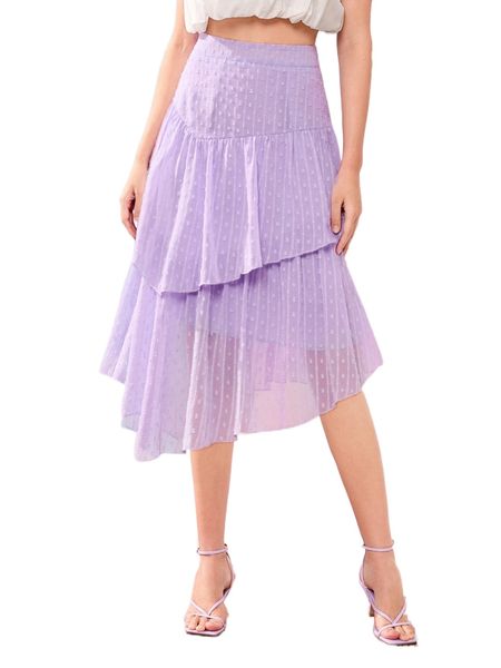 

swiss dot layered hem skirt t7nz#, Black