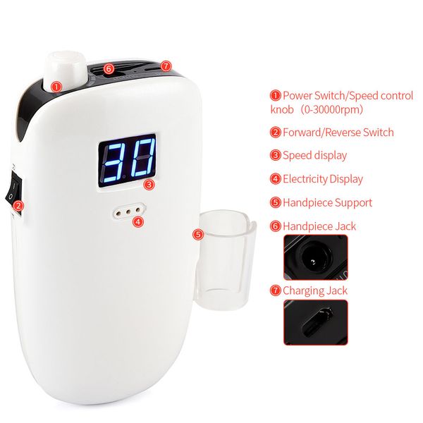 

36w nail drill machine kit professional 30000rpm electric nail polisher portable wireless charging manicure pedicure nail device