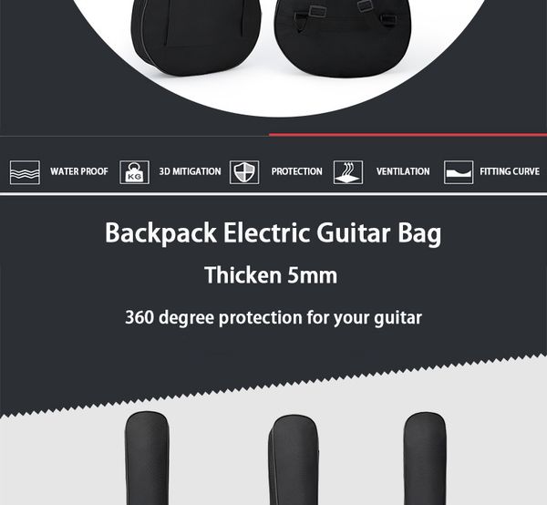 Mochila Guitarra elétrica Bolsa à prova d'água 5mm mais algodão elétrico