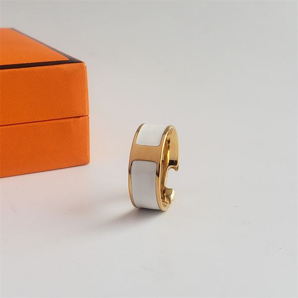 

new classic designer design letter titanium steel men and women band rings 8mm wide simple couple rings, Silver