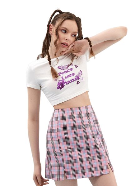 

x zoe radford slogan and butterfly print crop u8me#, White