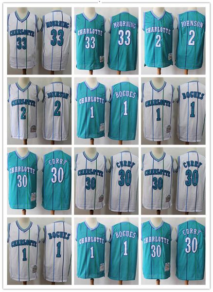 

mens charlotte''hornets''33 alonzo mourning 2 larry johnson 1 muggsy bogues 30 dell curry basketball shorts basketball j, Black;red