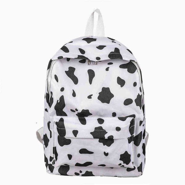 Backpack Style Bag Night Night Milk Cow Pattern Women Canvas Travel Mochila Lady School for Teen Girls Fashion S 220801