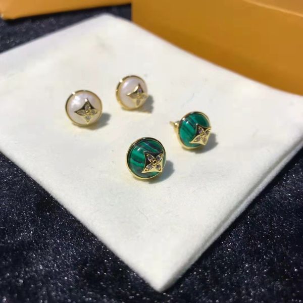 

luxury brand designer stud colorful gem gold letter ring diamond women's earrings alex ani, Golden;silver