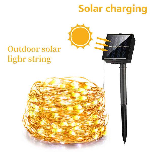 MMM Solar Led Light Outdoor Festoon Led Lamp Solar Garden Lighting Outdoor impermeabile fata Guirlande String Lights J220531