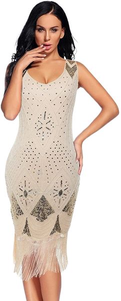 

1920s gatsby cocktail sequin art deco flapper dresses 12hp#, Black;gray