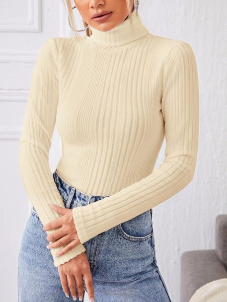 

turtle neck slim fit tee a94c#, White