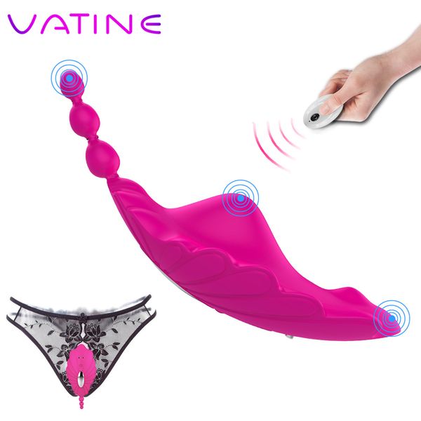 Vatine Invisible Wear calcinha Butterfly Vibrator Remote Control Perineum ânus Massagem Vagina Clitors Estimulador