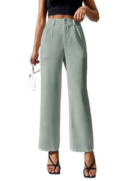 

petite solid slant pockets straight leg pants f1wn#, Black;white