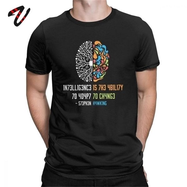 

100% cotton tee shirt intelligence men t shirt intelligence is the ability to adapt to change vintage science slogan t-shirt 210329, White;black