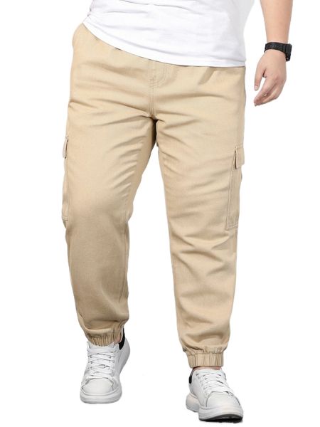 

extended sizes men flap pocket side cargo jeans r1bf#, Blue