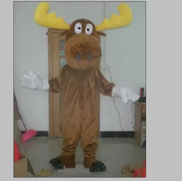 fábrica quente a cabeça marrom moose mascote traje para chrismtas para adulto para usar