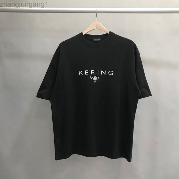

22ss correct version balenciga balanciagas b-family kering letter short sve t-shirt printed loose casual t shirts for men and women tshirts, White;black