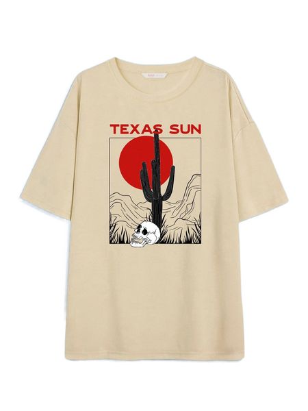 

romwe x strangecitydesigns skull & sun print tee e6dz#, White