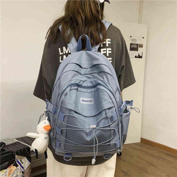 Rucksack Große High School Taschen für Teenager Mädchen Frauen Nylon Schultasche Student Büchertasche Weibliche College Wind 220628