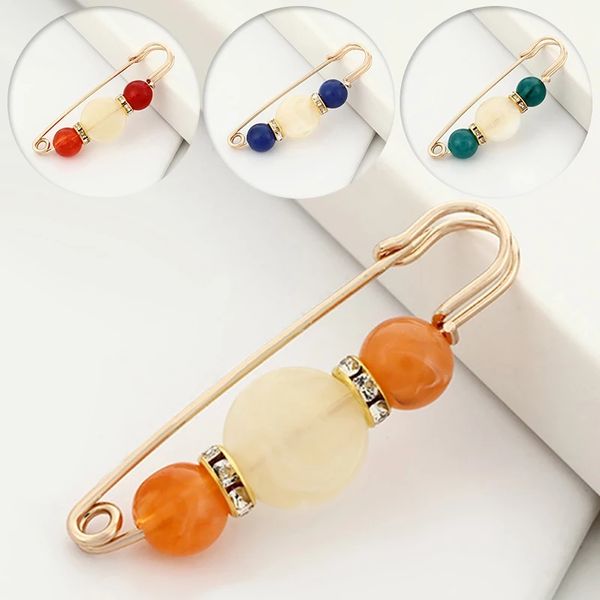 

simulated pearl large big beads safety pins rhinestone brooch metal pin buckle for women girls scarf coat bag dress jewelry gift, Gray