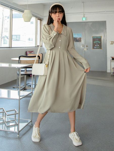 

dazy puff sleeve shirt dress t7ts#, Black;gray