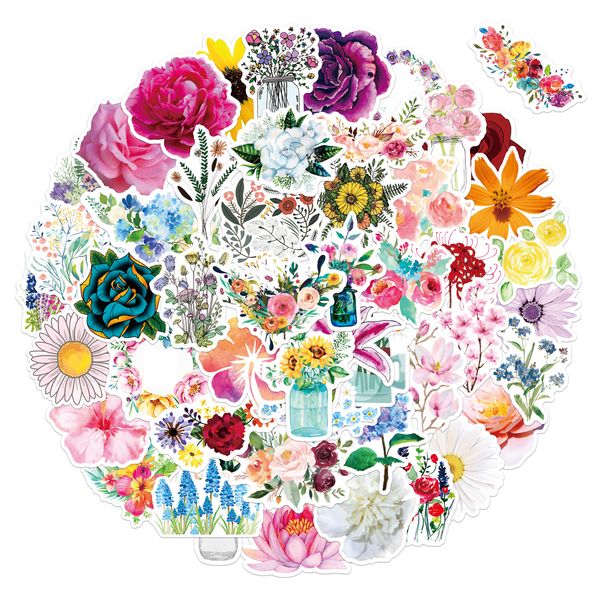 

50pcs cute plant rose flower mix graffiti stickers aesthetics for notebook diy lapsuitcase cartoon decals kids toys gift