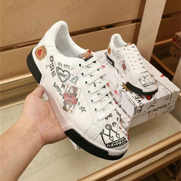 

designer shoes portofino printed graffiti geranium patch sneakers italy triple white leather ace sneaker king of love flower he st315v, Black