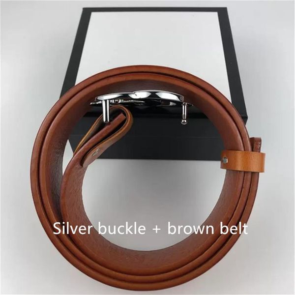 

men's wear designer leather belt for ladies fashion casual luxury big buckle leather all karate belts gift box c2284, Black;brown
