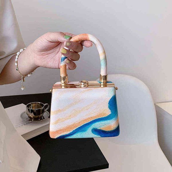 

pu leather mini women luxury designer handbags shopper wallet fashion sweet landscape printing pillow shape crossbody bags 220507