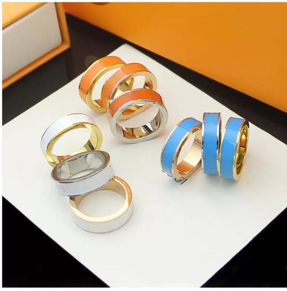 

2022 fashion charm simple heart couple ring for men 18k rose gold plated stainless steel rings women lady party gifts accessories with jewel, Silver