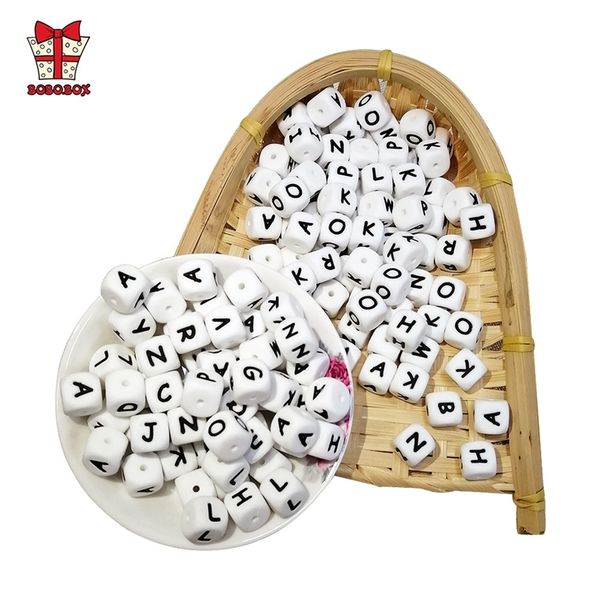 

bobo.box baby teether 100pcs/lot english alphabet beads bpa for diy baby teething pacifier chain silicone beads letter 220507