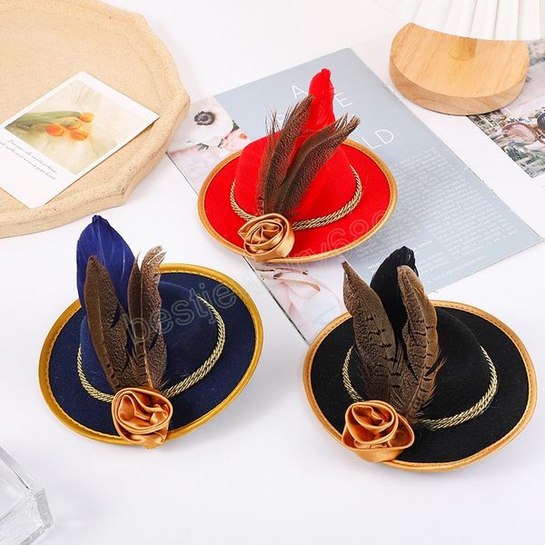 Chic Fascinator Hut Haare Clips Mode Blume schmücken gefiederte Hüte für Damen Mädchen Hochzeitsfeier Haarzubehör Accessoires