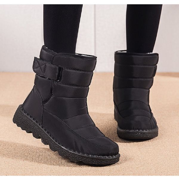 

women boots 2022 new winter boot with platform shoes snow botas de mujer waterproof low heels ankle boots female women shoes, Black