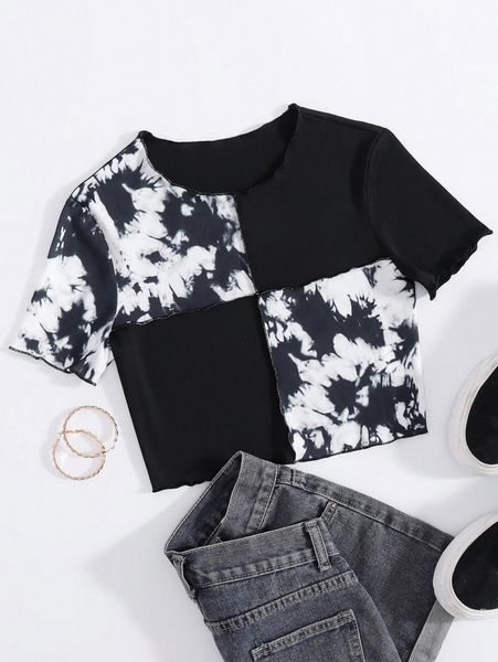 

color-block lettuce trim tee y4cn#, White