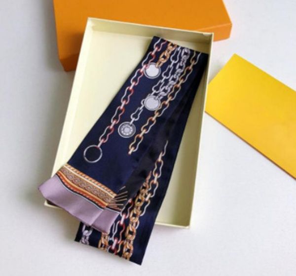 

new designer design woman's scarf, fashion letter copy handbag scarves, neckties, hair bundles ,100% silk material wraps size:8*120, Blue;gray