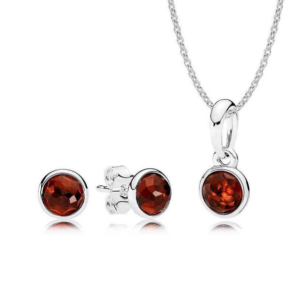 NEUES Book Di 100 % 925 Sterling Silber Januar Tröpfchen Geschenkset passend für Charm Original Halskette Damen Schmuck Ein Set AA220315