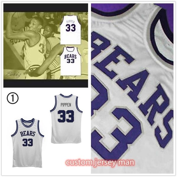 Maglie da basket Xflsp Nikivip Scottie # 33 Pippen college Central bears Jersey Mens cucita Taglia su misura S-5XL