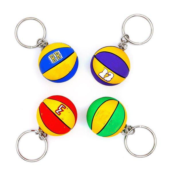 Hot Selling PU Basketball Keychains 3D Sports Player Ball Key Chains