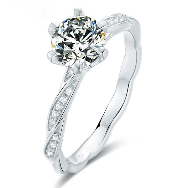 

cluster rings luxury 100% 925 sterling silver created round real 1 d color moissanite wedding for women simple party fine jewelry, Golden;silver