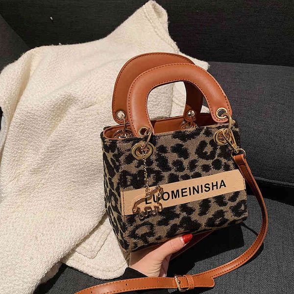 

fashion bag fashion leopard print one shoulder hand printed small square bag
