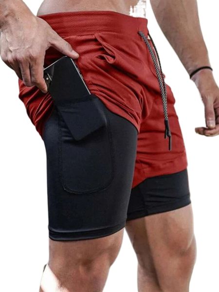 

men 2 in 1 sports shorts with phone pocket & towel loop d6zq#, White;black